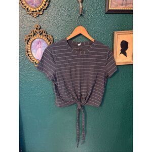 Lululemon Time To Restore SS Stripe Heathered Black White / size 6